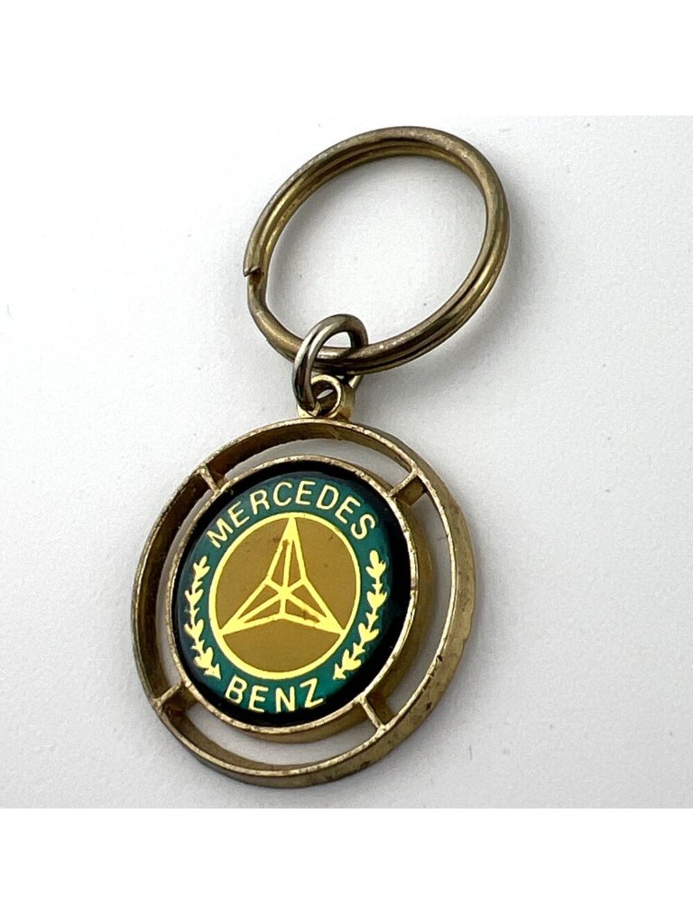 Vintage 1980s Mercedes Benz Keychain by 9-5 Industries USA Gold Tone
